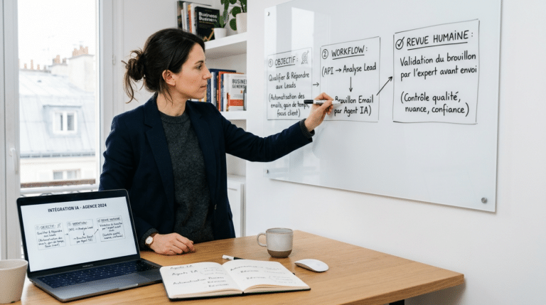 Couverture Kavyro générée avec FAL nano-banana-2 pour un article sur les agents IA en business