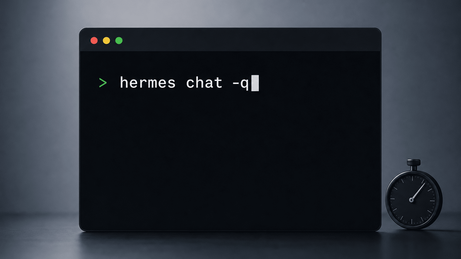 Terminal affichant la commande hermes chat -q pour une tâche ponctuelle unique sans session longue