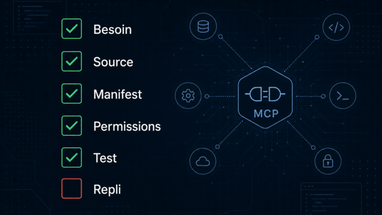 Checklist MCP Hermes en 6 points : besoin, source, manifeste, permissions, test, repli