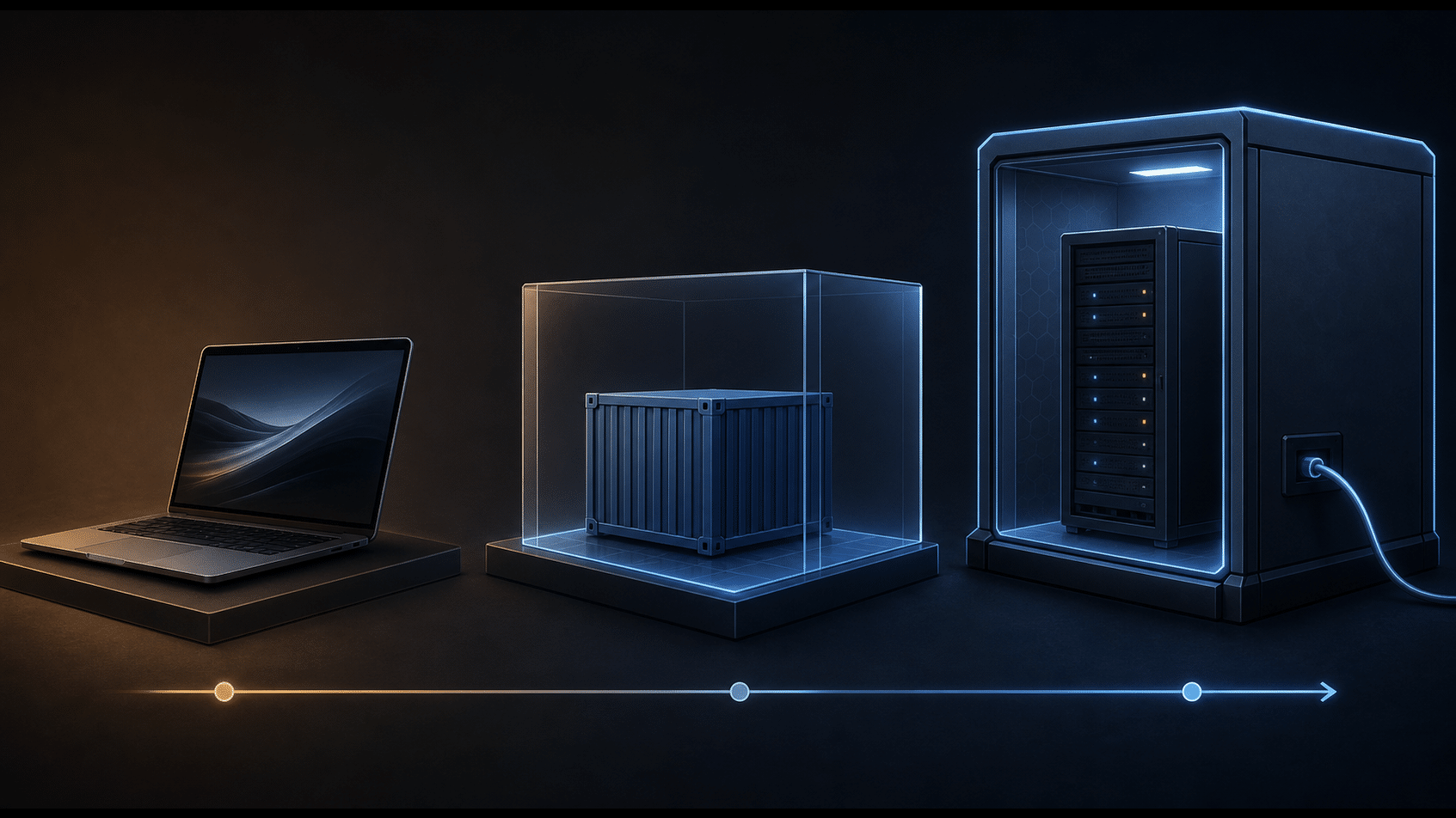 Trois backends terminal Hermes : local (ordinateur), Docker (conteneur), SSH (serveur distant), du moins isolé au plus isolé